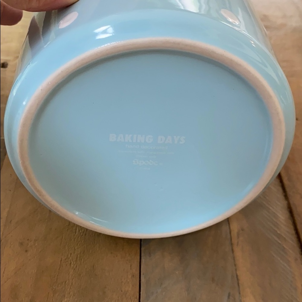 Spode blue white polka dot hand painted canister - Picture 5 of 7